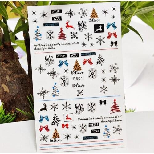 3D Nail Stickers Bow Snowflake Line Letter Stickers for Nails Autumn Design Stickers for Manicure Decal Nail Art Decoration