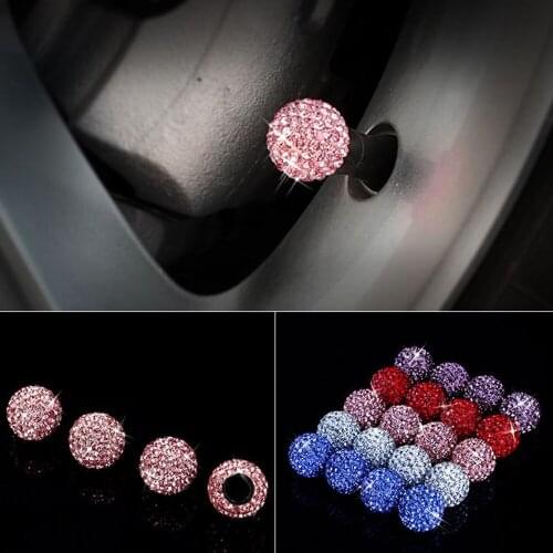 4Pcs/Lot Universal Car Tire Valve Caps Bling Rhinestone Crystal Diamond Shining Dustproof Valve Stem Caps Car Accessories