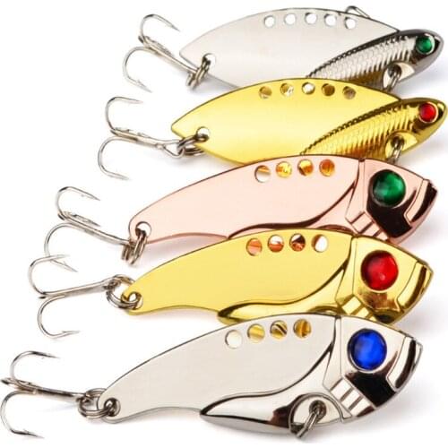 5pcs/Lot Mixed 6CM 11G Vibration High Carbon Steel Hooks VIB Fishing Lures For Bass Carp Spoon Artificial Cicada Hard Bait