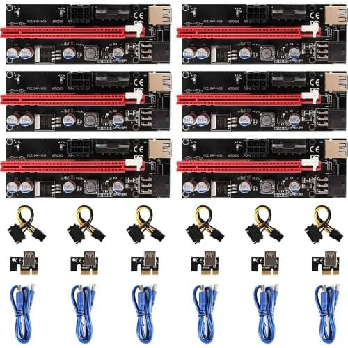6/10Pcs VER009 USB3.0 PCI-E Riser VER 009S PLUS Express 1X 4x 8x 16x Extender PCIE Riser Adapter Card SATA 15pin to 6pin Power