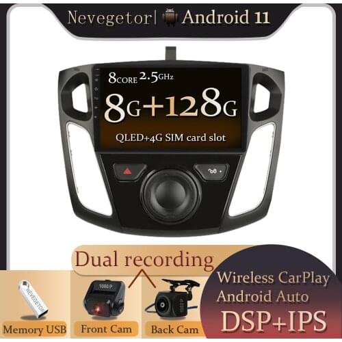 9'' Android 11 Car Stereo Multimedia Player for Ford Focus 3 2012 2013 2014 2015 Car Radio GPS Navigation WIFI DSP IPS Player