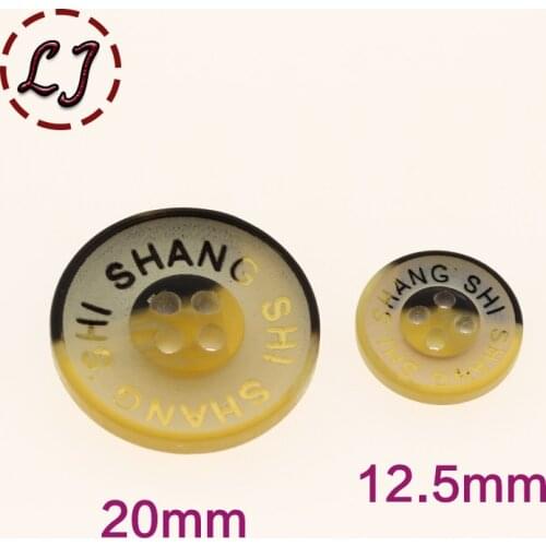 Free shipping 10PCS/LOT yellow 4-Holes round Button resin plastic cloth buttons 12.5mm/20mm sewing accessory