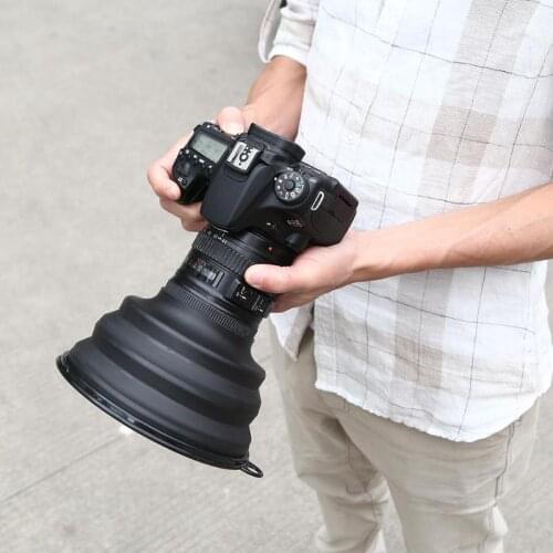 Lens Hood Reflection-free Collapsible Silicone Lens Cover Anti-glass Lens Hood for Camera Mobile Phone Images Videos