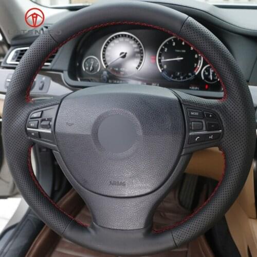 LQTENLEO Black Leather Car Steering Wheel Cover for BMW 523Li 525Li F10 F07 F11 2009-2017 730Li 740Li 750Li F01 F02 2008-2015