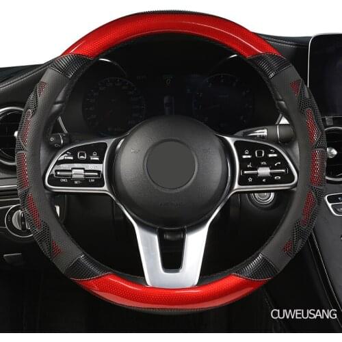 CUWEUSANG Carbon Fiber Leather Car Steering Wheel Cover For Kia Ceed Rio 3 4 Sportage Sorento Cerato Optima Picanto KX K