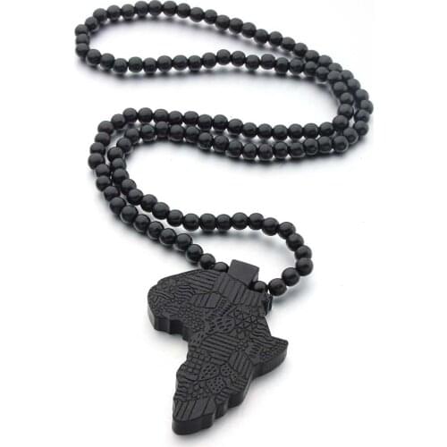 Wooden Africa Necklace Pendant & Chain African Map Gift for Men/Women Ethiopian Jewelry Trendy Jewelry Accessories