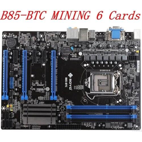 B85-BTC 6PCI-E Desktop Motherboard mining BTC TB85 B85 B250 H110 BTC LGA 1150 DDR3 16G SATA3 USB3.0 ATX BTC Mining Motherboard