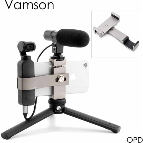 Vamson for DJI OSMO Pocket Aluminum Handheld Phone Holde with Cold Shoe Interface and 1/4 Inch Thread Tripod Mount Stand OPD