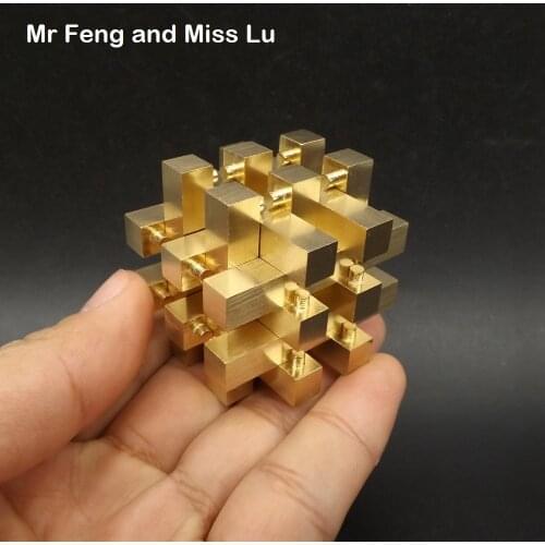Collection Pure Brass Metal Puzzle Copper Model 18 Columns Brian Teaser Gadget Solution Intelligence Game Toys Decoration