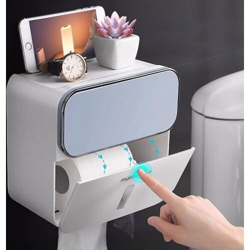 JOYBOS Toilet Tissue Box Waterproof Non-Perforated Paper Box Bathroom Pumping Box Creative Paper Holder Multifunction Shelf JS23