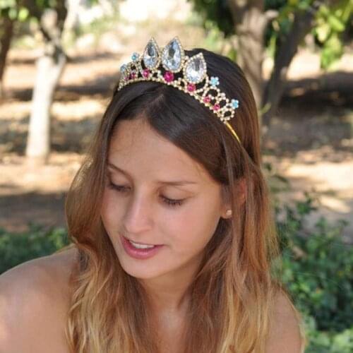 Color Wedding Crown Bridal Jewelry Headdress Princess Crystal Rhinestone Hair Accessories Accessories Ladies Gift Jewelry