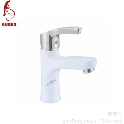 Tiger Ben washbasin faucet hot and cold all-copper rotating platform basin basin C white paint mixer