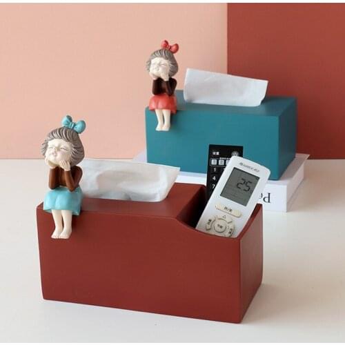 Creative Resin Bow Girl Tissue Box Home Living Room Entrance Key Storage Tissue Case Home Kitchen Paper Holder Storage Box Decor