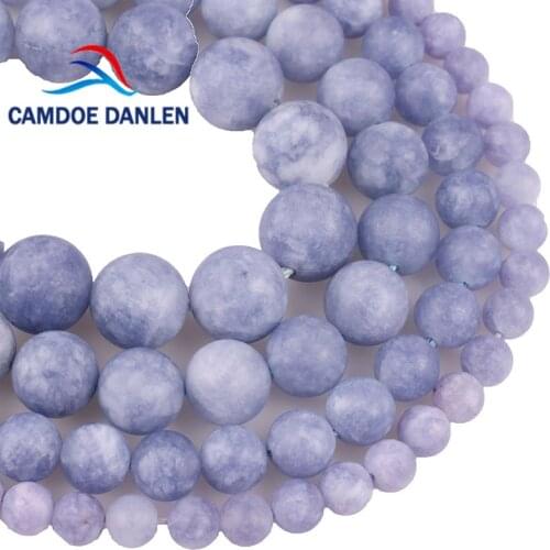 Natural Stone Dull Polish Blue Jades Angelite Stone Round Beads 6/8/10/12MM DIY Charms Beads For Jewelry Accessorie Wholesale