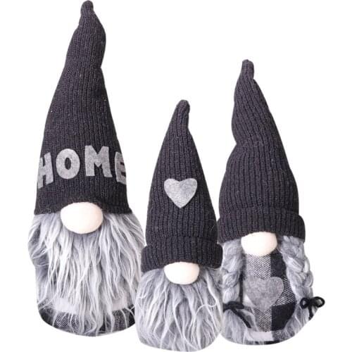 Null Cute Black White Grid Dwarf Doll Ornaments Family Series Pointed Hat Gnome Elf Home Farmhouse Kitchen Decor Festive Party
