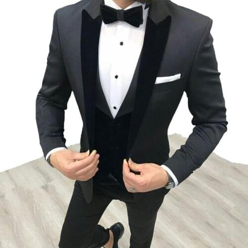 Black Suits For Man Wedding Suits Groom Blazer Tuxedo Peak Design Smoking Jacket 3Piece Slim Fit Costume Homme Terno Masculino