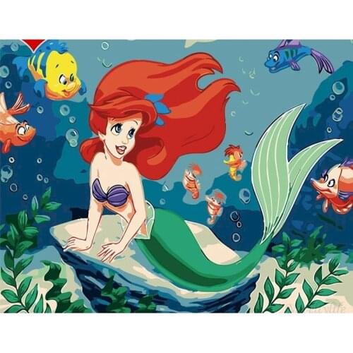 GATYZTORY 60x75cm Frame Paint By Numbers Handmade DIY Gift For Adults Mermaid Oil Painting Modern Home Living Room Wall Decor