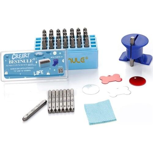 BESTNULE Number and Letter Stamp Set (A-Z, 0-9 and “&”, “Love” Symbol), Industrial Grade Hardened Carbon Steel (1/8”, 3mm)