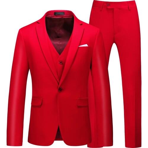 New Arrival Mens Casual Single Breasted Slim Fit Tuxedo Suit Blazer+Pant+Vest 3PCS Solid Wedding Set Male 17 Colors M-6XL 711