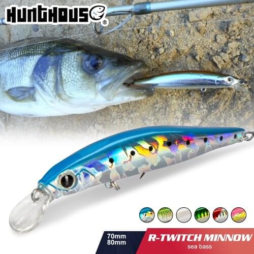 Hunthouse peche en mer artist sinking minnow lure sea freshwater fishing trout lure hard bait 70mm 7g 80mm 8.5g mustad hook