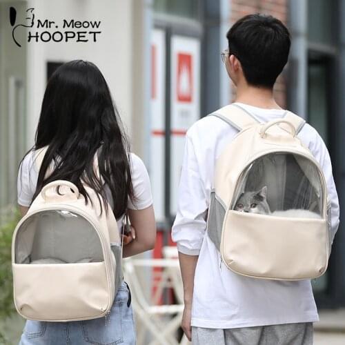 Hoopet Cat Carrier Backpack Breathable Transparent Travel Outdoor Shoulder Bag Small Dog Chihuahua Portable Tourist Pet Supplies