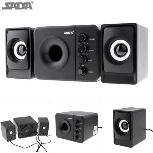 SADA D205 USB Combination Subwoofer Computer Speaker 3.5mm Audio Plug and USB Power Plug for Desktop PC Laptop MP3 Cellphone MP4