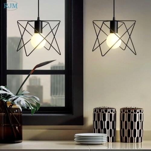 Nordic Creative Retro Iron Pendant Lights Vintage Personality Hang Lamps for Bar Aisle Balcony Clothing Store Coffee Lighting