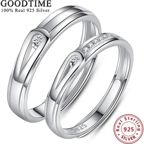 Sterling Silver Rhodium Finish Pave Brilliant Zirconia Anniversary Rings for Lover Fashion Couple Ring Silver 925 Solid bijoux