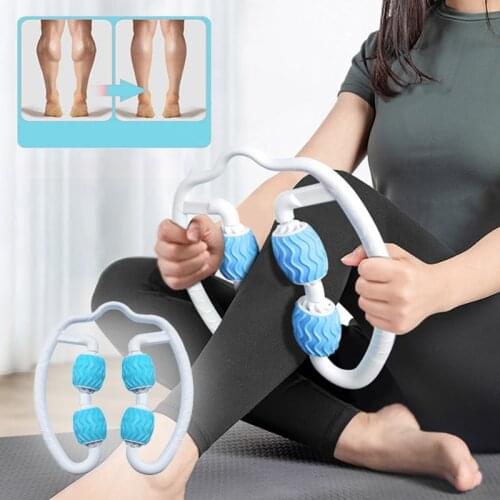 U Shape Trigger Point Massage Roller Arm Leg Neck Muscle Tissue Back Roller Fitness Gym Yoga Pilates Sports 4 Wheel Foam Roller