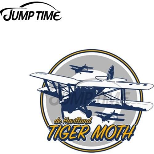 Jump Time 13 x 13cm For Havilland Tiger Moth Car Sticker Waterproof Decal Vinyl Material Occlusion Scratch Suitable for VAN RV