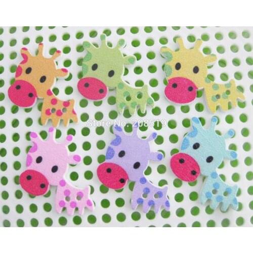 WBNAVG Fancy Animal Buttons for BABY Clothes sewing decoration 200pcs/lot Cow Kids Button wooden painting