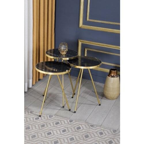Zigon Coffee Table 3 of Gold Metal Toe Bendir Gold