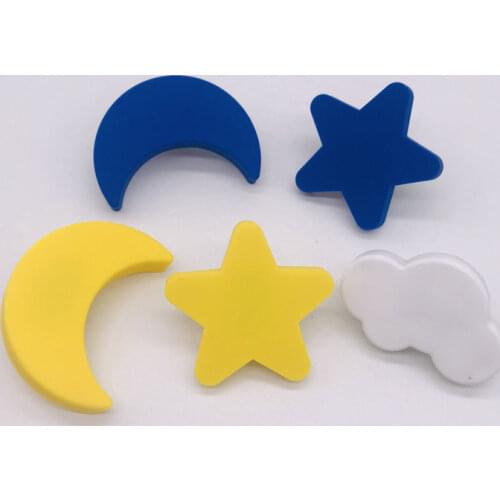 1x Cartoon Cloud Star Moon Cabinet Knobs Silicone Door Knobs Cute Knobs for Cabinets Dresser Kitchen Cupboards Soft Rubber Knobs