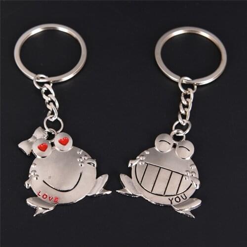 1 Pair Love You Big Mouth Frog Key Ring Keyholder Valentines Day Gift Romantic Lovers Couple Keyring Keychain