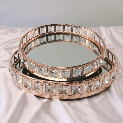 Wedding tray fruit plate dessert table baking supplies round cake tray silver & gold