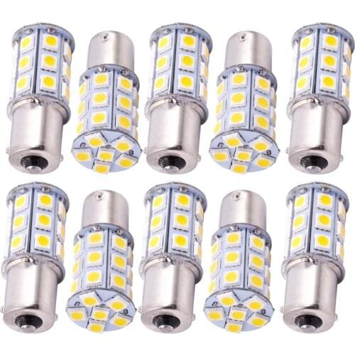 10X Warm White 27 SMD LED 1156 1141 1003 RV Camper Trailer Interior Light Bulbs