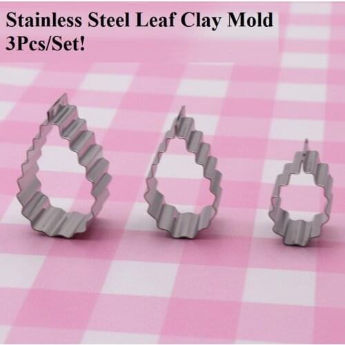 3Pcs/Set Stainless Steel Leaf Clay Molds Rosebud Small Leaves Toothed Long Peony Rose Leaf Commonly Accessories