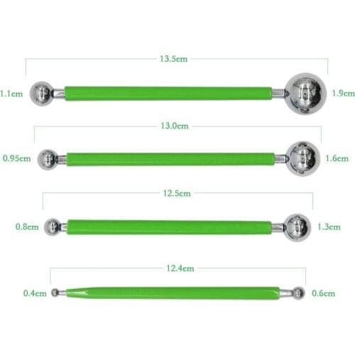 4Pcs/set Double Headed Modelling Ball Carving Tools Stainless Steel Clay Shaping Stick DIY Clay Supplies Baking Utensils