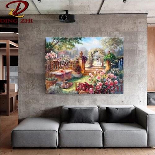 5D Diamond Painting Wall Art Poster Garden view Diy Cross Stitch Embroidery Flower Mosaic Full Square Round Drill Handmade decor