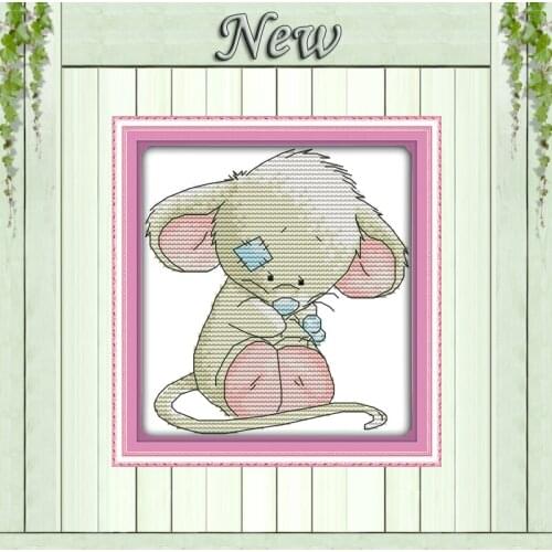 A big-eared mouse animal home decor painting counted printed on canvas DMC 14CT 11CT Cross Stitch Embroider kits Needlework Sets
