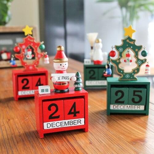 Wood Christmas Decoration Nutcracker Puppet Advent Calendar Xmas Gift Wood Snowman Countdown Calendar New Year Birthday Calendar