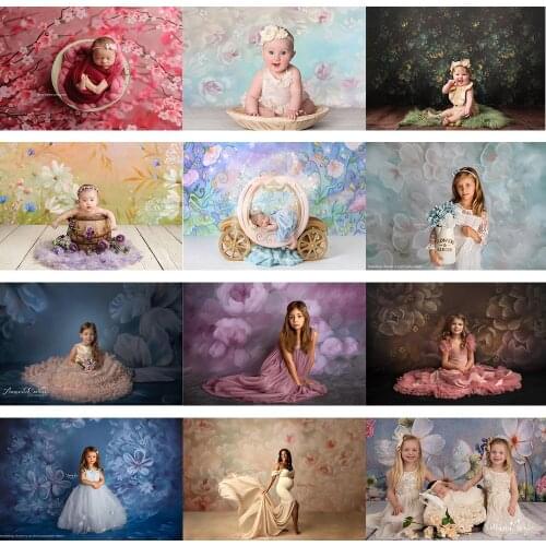 Newborn Floral Portrait Photography Backdrop Kids Art Abstract Floral Background for photo studio Oil painting portrait backdrop