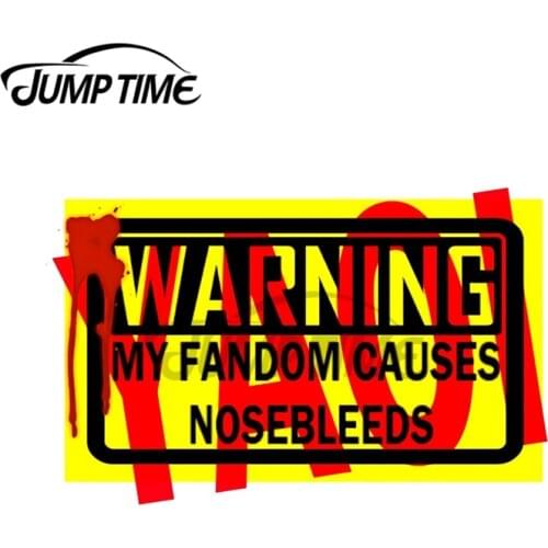 JumpTime 13 x 4.5cm Yaoi Warning Nosebleeds with blood Decal Trunk Cartoon Car Stickers Waterproof Anime Laotop Windows Decor