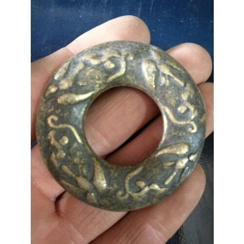 Antique style CHINEA FOLK Collection old Carved bronze circular Coin 1