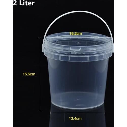 1PCS of 2L Food Grade plastic Bucket with Lid and Handle Leakproof PP container for Liquid Oil Honey BPA Free