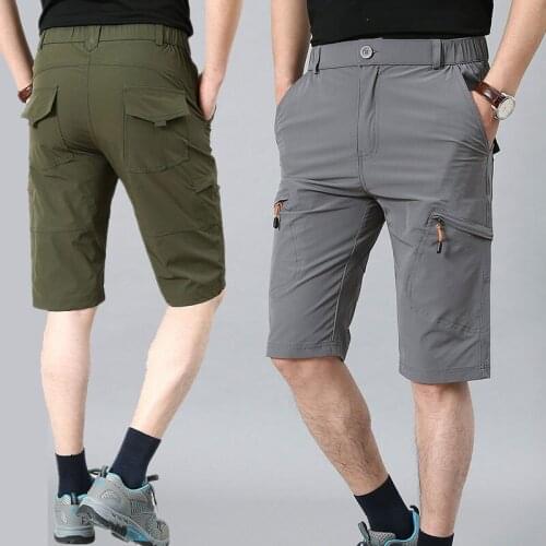 Summer Quick-drying Shorts Men Thin Half Trousers Loose Elastic Pockets Hiking Fishing Outdoor Leisure Military Shorts M-6XL
