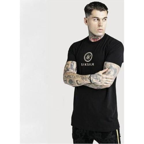 Summer 2020 New Mens Tide Brand Sik Silk Printed Short-Sleeved T-Shirt Mens Jogging Fashion Casual High-Quality Cotton T-Shirt