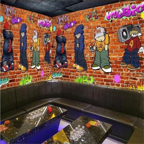 Milofi custom 3D commercial wallpaper mural modern street graffiti character background wall paper