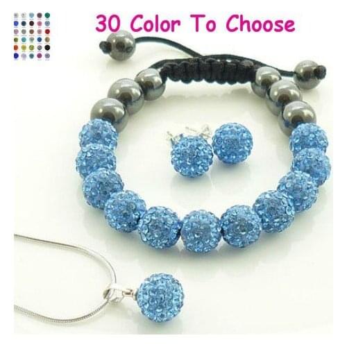 Jlkko0 ON 10mm Mix multicolor Crystal Set Pendant necklace Bracelet Earring studs micro pave crystal