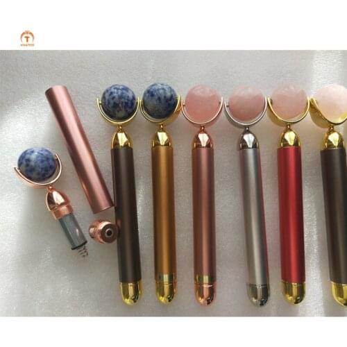 Natural Pink Jade Sodalite Colours Roller Massage Stick Germanium Stone Roller Massager relieve fatigue Brush Skin Health Beauty